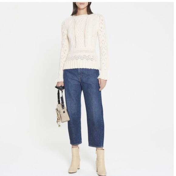 See by Chloe Openwork Wool Jumper sweater Ivory alpaca sz L - Picture 1 of 9